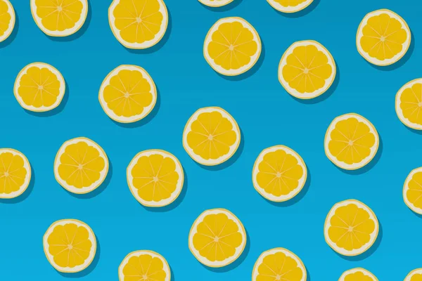 蓝底柠檬片图案 — 图库矢量图片
