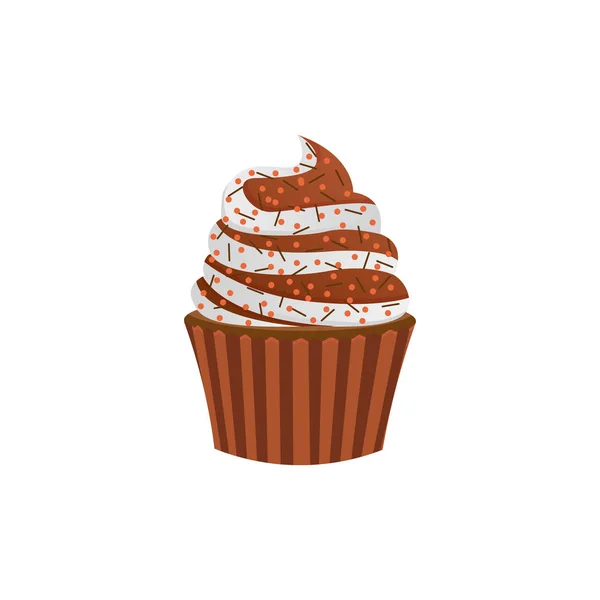 Ilustración Aislada Cupcakes Chocolate Dulce Ilustración Francesa — Archivo Imágenes Vectoriales