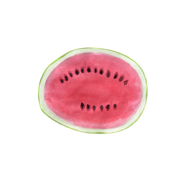 Aquarell Handgezeichnete Illustration Einer Aufgeschnittenen Wassermelone Vektor Isoliert Auf Weiß — Stockvektor