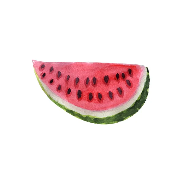 Aquarell Handgezeichnete Illustration Einer Aufgeschnittenen Wassermelone Vektor Isoliert Auf Weiß — Stockvektor