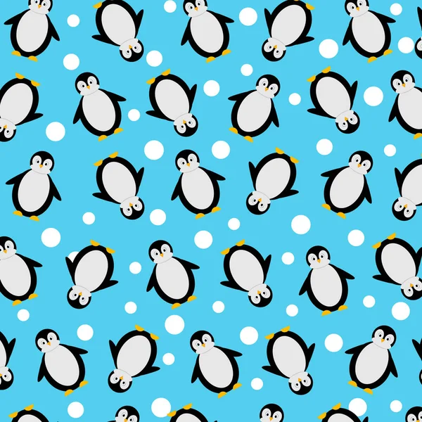 Zimní Vzor Design Roztomilými Tučňáky Sněhem — Stockový vektor
