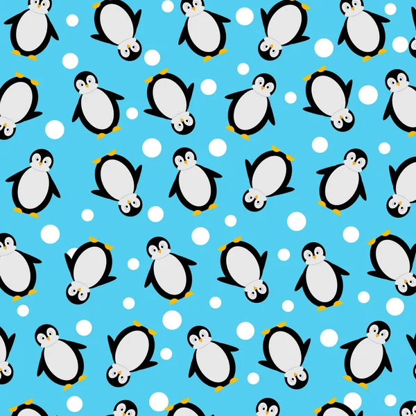 Tatlı penguenler ve karlı kış desenleri. 
