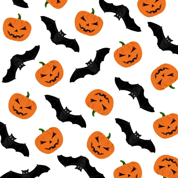 Halloween Muster Mit Kürbis Und Fledermäusen Halloween Hintergrund Mit Kürbis — Stockvektor