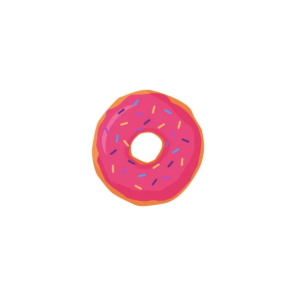 Pink Donut White Background Flat Vector Illustration Donut Vector Illustration — 스톡 벡터