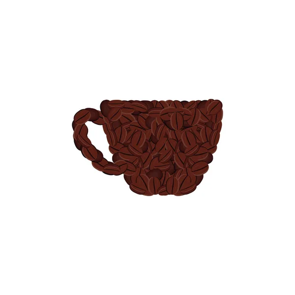 Isolated Illustration Coffee Beans Form Cup Coffee Beans Cup Form — Stok Vektör