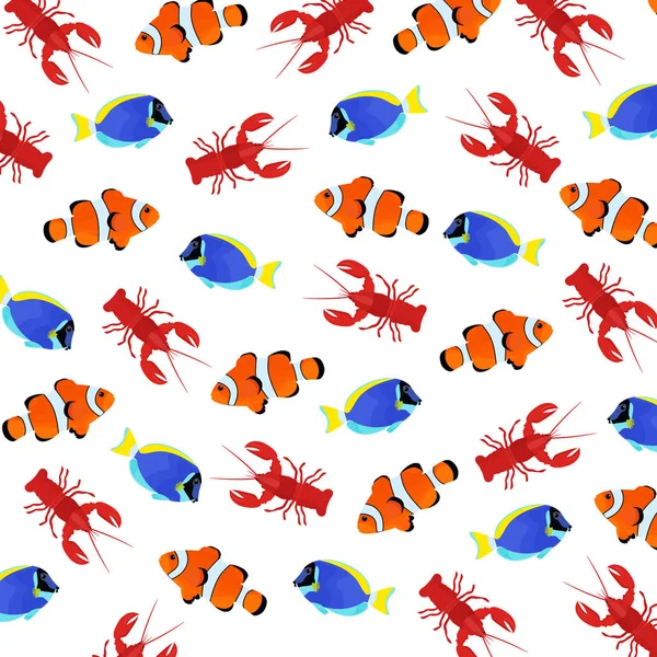 Modèle Animaux Marins Modèle Poissons Animaux Mer Fond — Image vectorielle