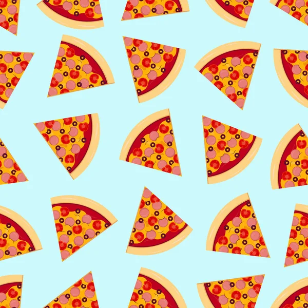 Diseño Patrón Rebanada Pizza Fondo Pizza Patrón Sin Costura — Vector de stock