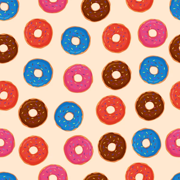 Projeto Padrão Rosquinhas Coloridas Doce Fundo Donuts Design Padrão Rosquinhas — Vetor de Stock