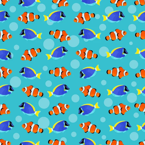 Rybí Vzor Pro Textilní Design Mořská Zvířata Vzor Pozadí Bezešvé — Stockový vektor