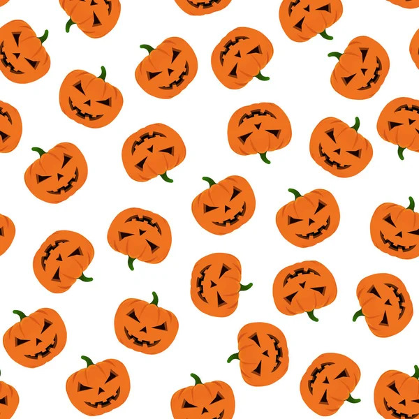 Seamless Halloween Pattern Pumpkins White Background — Stock Vector