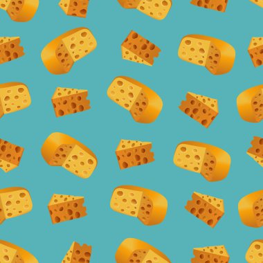 Peynirli kusursuz bir desen. Tekstil, kartpostal, ambalaj kağıdı, ambalaj