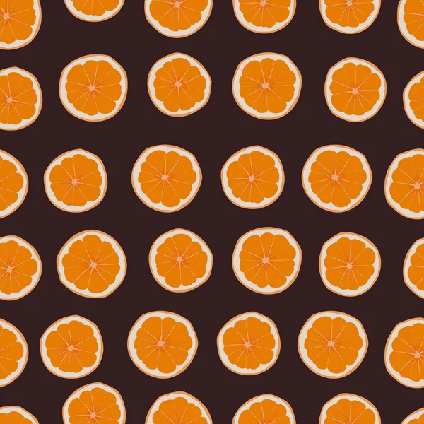 Orangenscheiben Muster Sommer Hintergrund Mit Geschnittenem Orange Nahtloses Muster Orangefarbener — Stockvektor