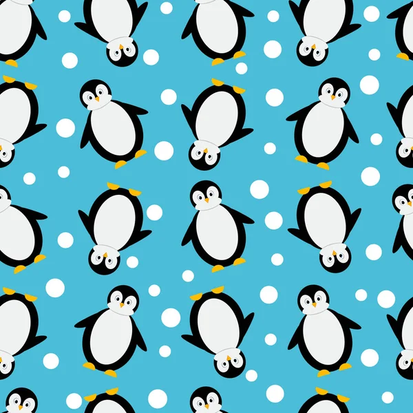 Conception Motif Hiver Avec Des Pingouins Mignons Neige Modèle Sans — Image vectorielle