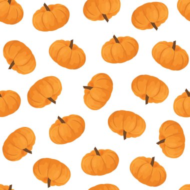 Kumaş dizaynı için balkabağı deseni. Beyaz balkabağı arkaplanı. Sonbahar sebze deseni