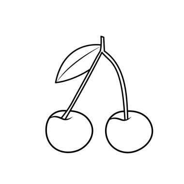 Beyaz arkaplana vektör olarak el çizimi kiraz illüstrasyonu. Vişne vektör çizimi. Kiraz simgesi