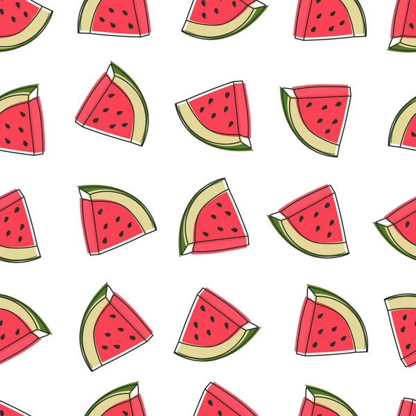Watermelon Slices Pattern Design Pattern Summer Fruits Watermelon Background Seamless — Stock Vector