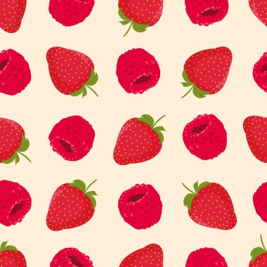 Böğürtlen deseni. Yaz dönemi. Ahududulu yaz şablonu. Kusursuz ahududu ve çilek desenli tasarım