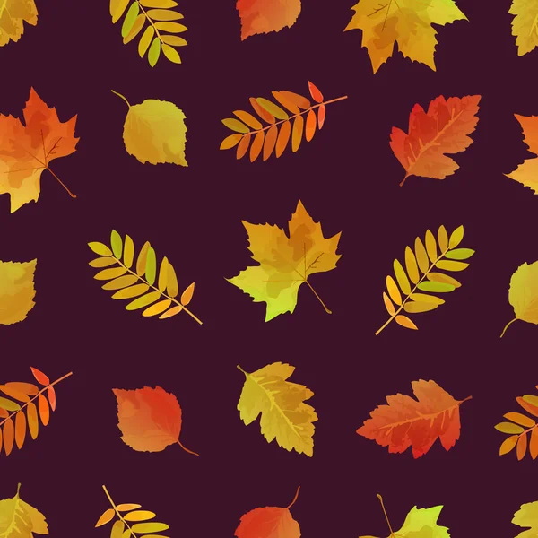 Autumn Leaves Pattern Textile Print Surface Fabric Design Seamless Leaves — Stock Vector