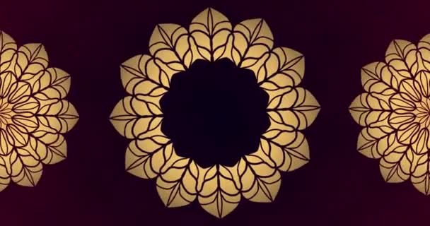 Goldene Orientalische Mandala Rotationsanimation Auf Dunklem Hintergrund Königlicher Hintergrund Mit — Stockvideo