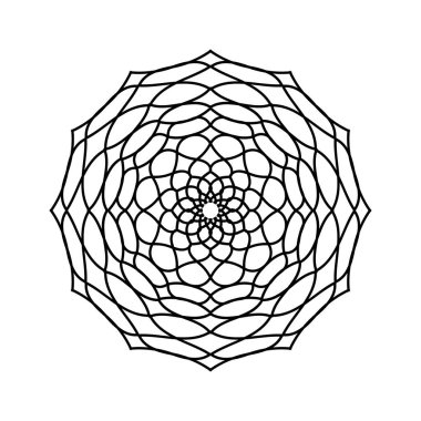 Boyama kitabı için izole edilmiş mandala çizimi. İzole edilmiş mandala çiçeği. Mandala 'nın doğulu illüstrasyonu