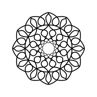 Boyama kitabı için izole edilmiş mandala çizimi. İzole edilmiş mandala çiçeği. Mandala 'nın doğulu illüstrasyonu