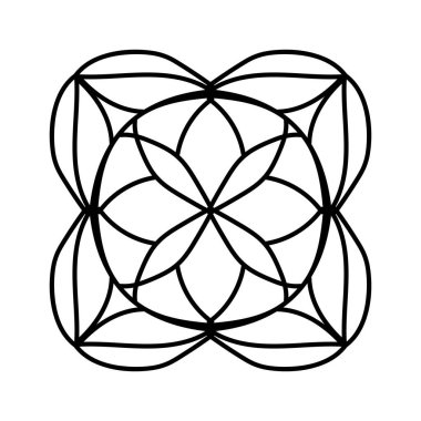 Boyama kitabı için izole edilmiş mandala çizimi. İzole edilmiş mandala çiçeği. Mandala 'nın doğulu illüstrasyonu