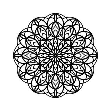 Boyama kitabı için izole edilmiş mandala çizimi. İzole edilmiş mandala çiçeği. Mandala 'nın doğulu illüstrasyonu