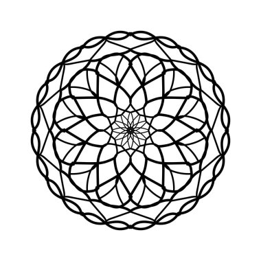 Boyama kitabı için izole edilmiş mandala çizimi. İzole edilmiş mandala çiçeği. Mandala 'nın doğulu illüstrasyonu