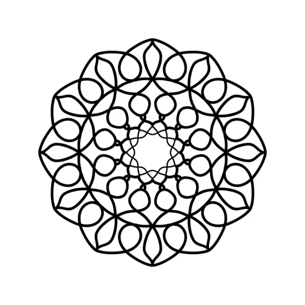 Boyama kitabı için izole edilmiş mandala çizimi. İzole edilmiş mandala çiçeği. Mandala 'nın doğulu illüstrasyonu