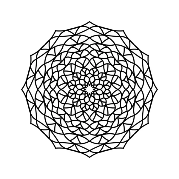 Boyama kitabı için izole edilmiş mandala çizimi. İzole edilmiş mandala çiçeği. Mandala 'nın doğulu illüstrasyonu