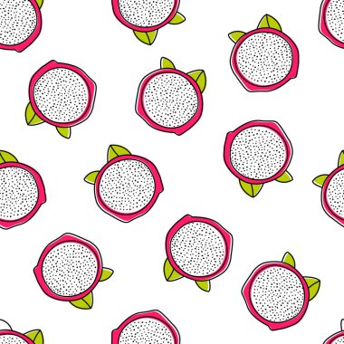 Kusursuz pitaya desenli tasarım. Ejderha meyvesi deseni. Pitaya arkaplanı