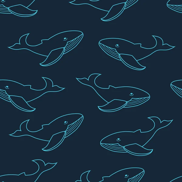 Modrá Velryba Vzor Design Bezproblémový Vzor Velrybami Oceánské Zvířata Pozadí — Stockový vektor