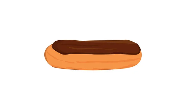 Ilustración Aislada Del Vector Eclair Sabroso Postre Pan Horneado Panadería — Vector de stock