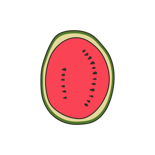 Isolierte Wassermelonenscheibe Auf Weißem Hintergrund Vektor Vektorillustration Der Wassermelone — Stockvektor