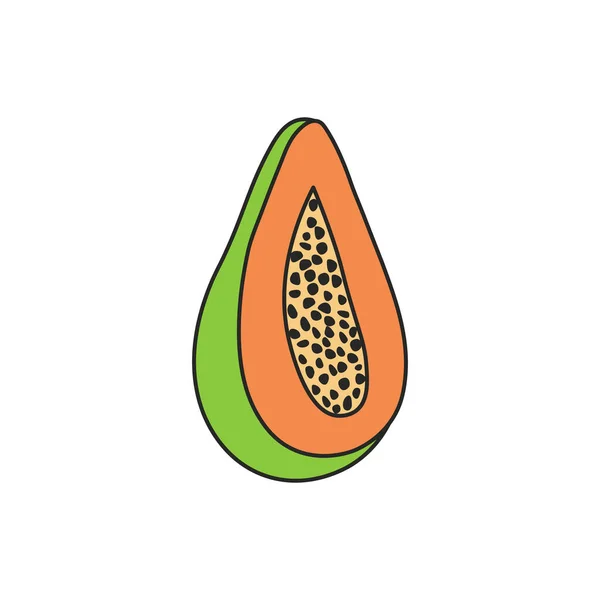 Isolerad Papaya Illustration Vit Bakgrund Papaya Skiva Illustration Vektor Tropiska — Stock vektor