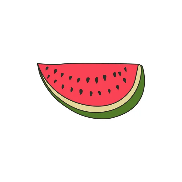 Isolierte Wassermelonenscheibe Auf Weißem Hintergrund Vektor Vektorillustration Der Wassermelone — Stockvektor