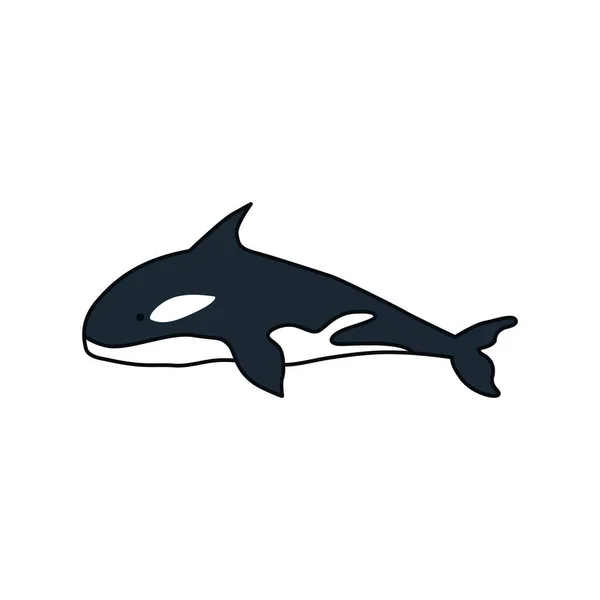 Ilustración Vectorial Ballenas Asesinas Aislada Sobre Fondo Blanco Ocra Ballena — Vector de stock