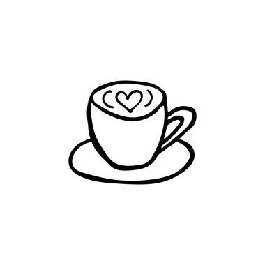 Vektör olarak Doodle kahve fincanı ikonu çizimi. Beyaz arkaplanda el çizimi kahve fincanı çizimi
