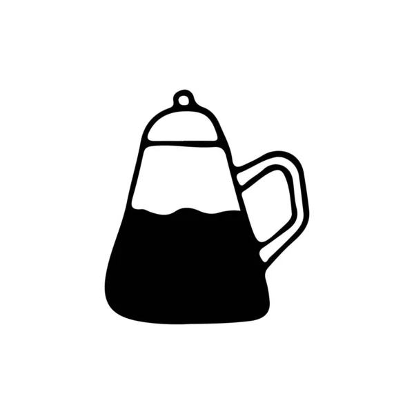 Handgezeichnete Kaffeekannen Illustration Vektor Auf Weißem Hintergrund Gekritzelte Kaffeekanne — Stockvektor