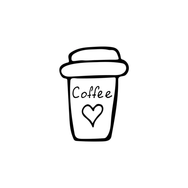 ベクトルでコーヒーカップのアイコンイラストを落書き 手描きのコーヒーカップイラストベクトルで白い背景 — ストックベクタ
