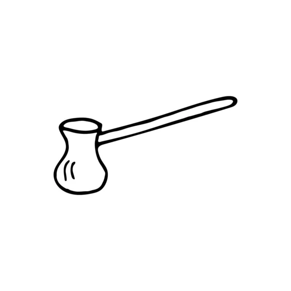土耳其咖啡壶涂鸦插图 手工绘制的土耳其咖啡壶在白色背景上的矢量插图 Doodle Cezve示例 — 图库矢量图片