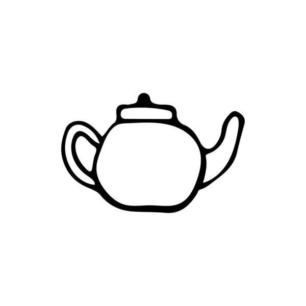 Ручной Рисунок Чайник Векторе Белом Фоне Иллюстрация Чайника Doodle — стоковый вектор