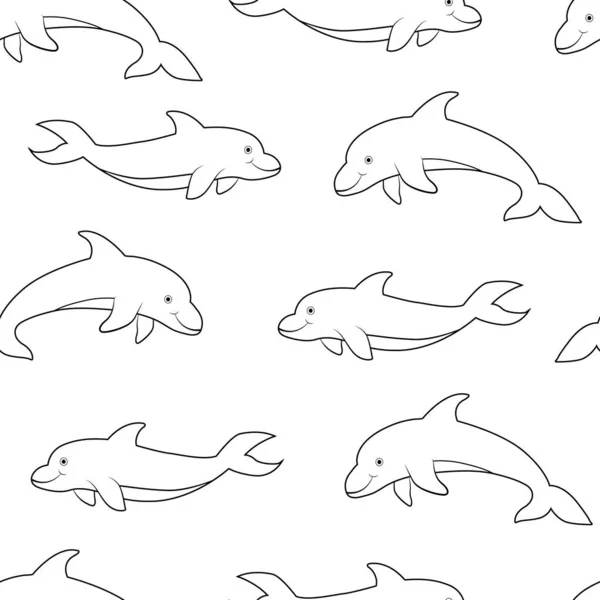 Bezešvé Delfíní Vzor Pro Textil Potisk Tkaniny Povrchový Design Doodle — Stockový vektor