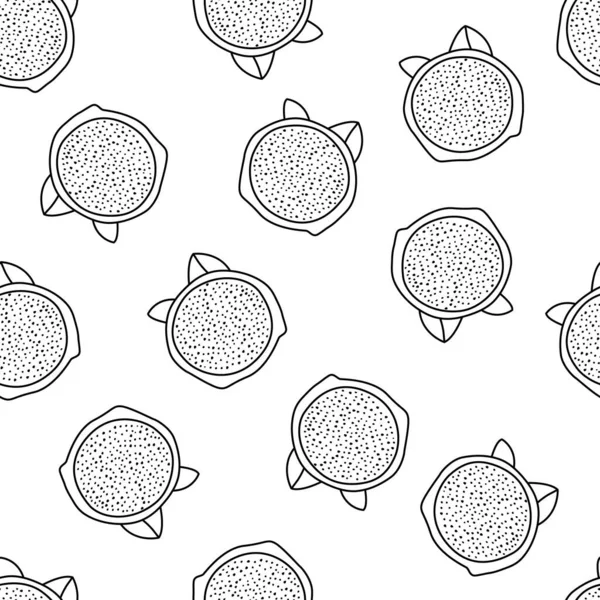 Seamless Doodle Dragoun Σχέδιο Μοτίβο Φρούτων Λευκό Φόντο Χειροποίητο Σχέδιο — Διανυσματικό Αρχείο