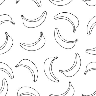 El çizimi muz deseni tasarımı. Muz desenli karalama. Tropik meyve deseni