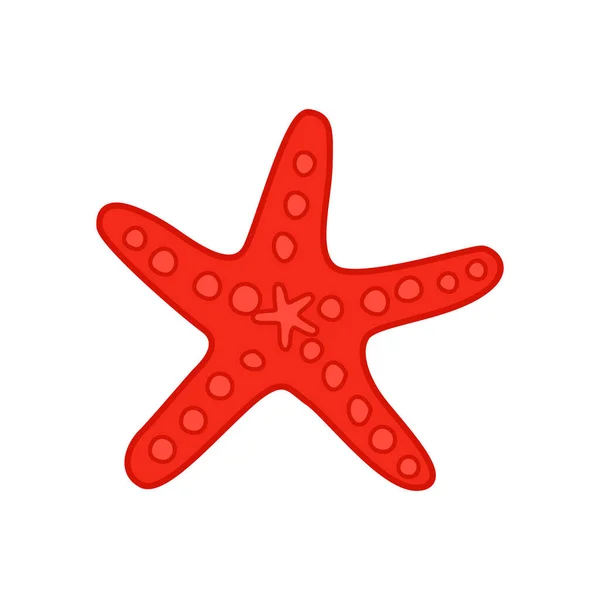 Vörös Tengeri Csillag Vektor Illusztráció Elszigetelt Fehér Alapon — Stock Vector