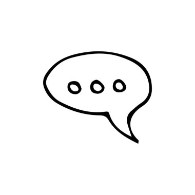 Beyaz arkaplanda el çizimi konuşma balonu. Karalama konuşma baloncuğu çizimi. El çizimi konuşma balonu