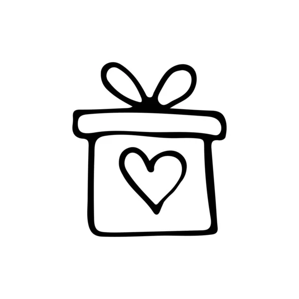 Подарочная Коробка Ручной Работы Сердцем Белом Фоне Векторе Подарочная Коробка — стоковый вектор