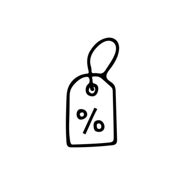 Doodle satış etiketi simgesi. El çizimi satış etiketi simgesi.