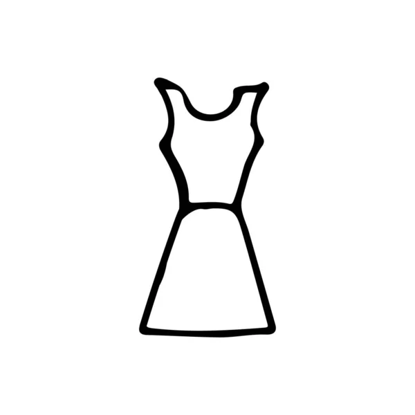 Doodle Kobieta Sukienka Wektor Ilustracji Ręcznie Rysowane Bazgroły — Wektor stockowy